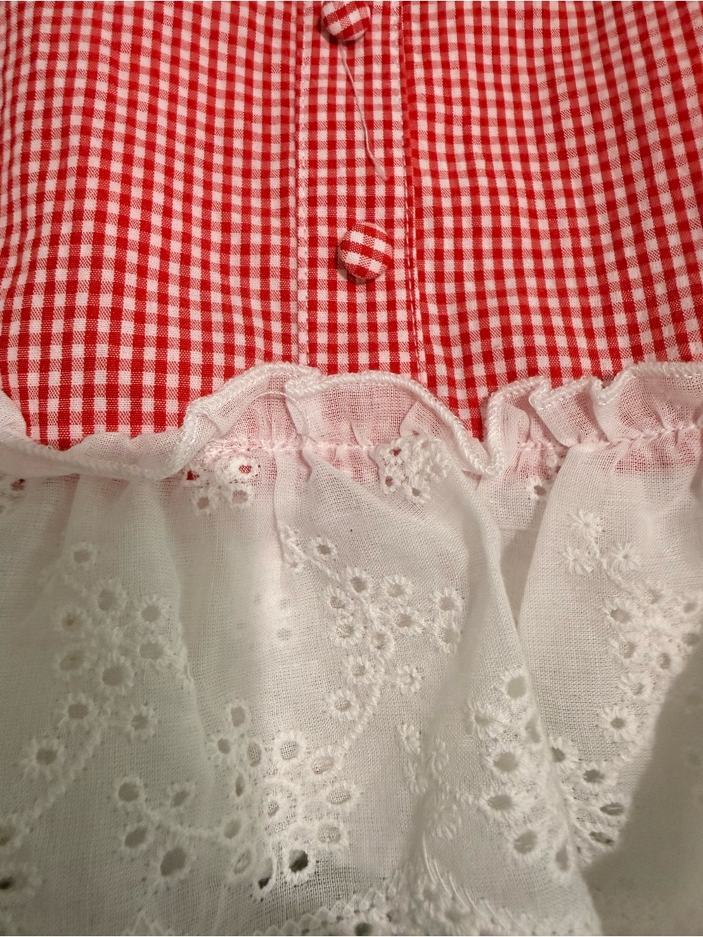 Windsor Cutest Picnic Gingham A-Line Eyelet Mini Dress in small - Picture 9 of 11